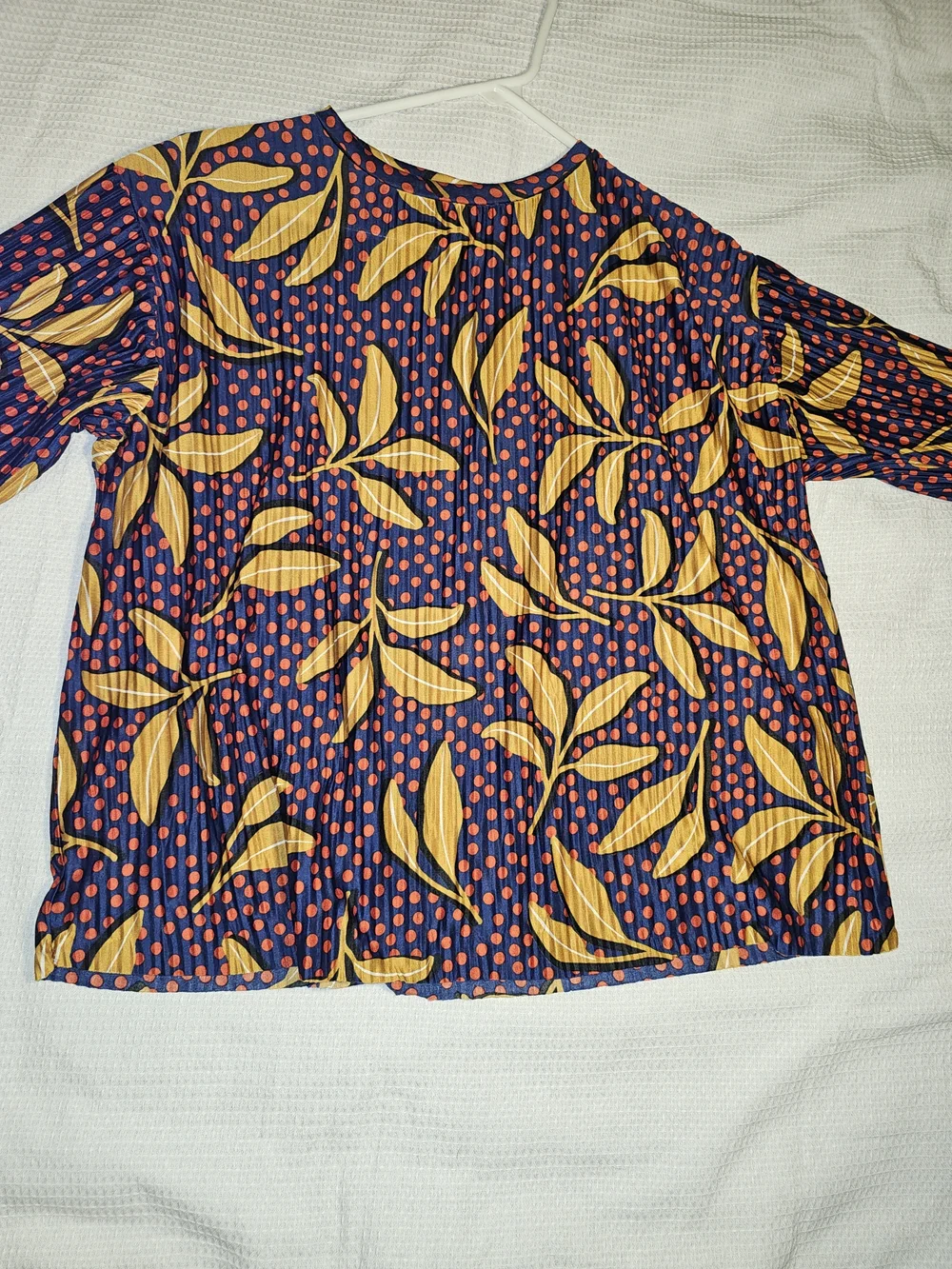 Zara Trafaluc Small Floral Polka Dot Blouse Navy Mustard Boho